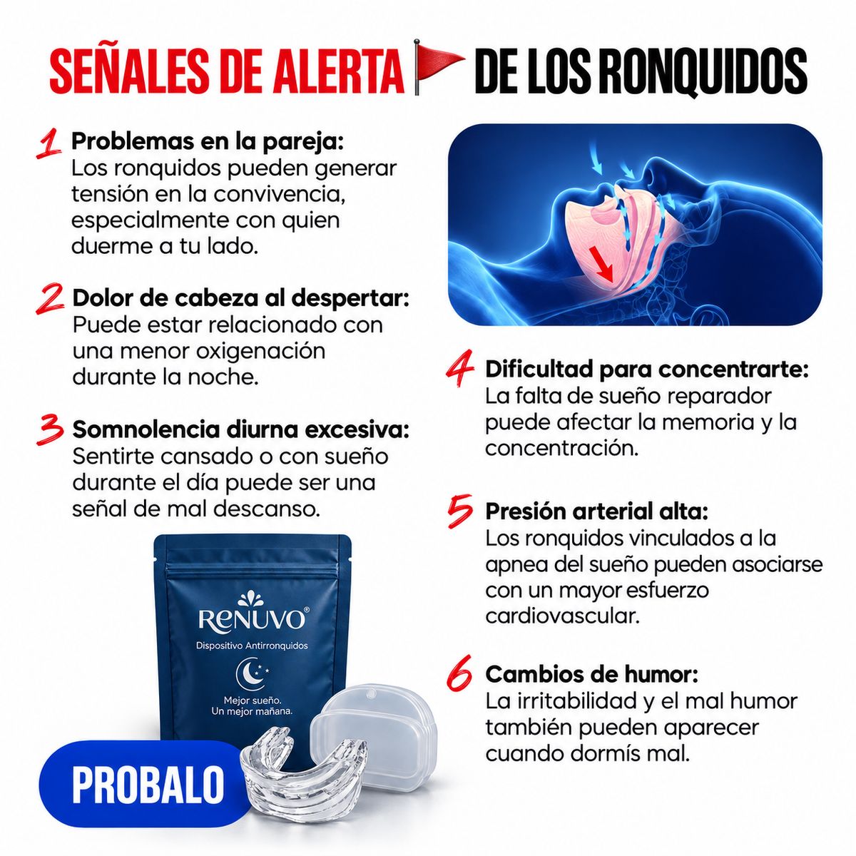 Aparato Anti Ronquidos RENUVO® Salud Bucal y Facial.