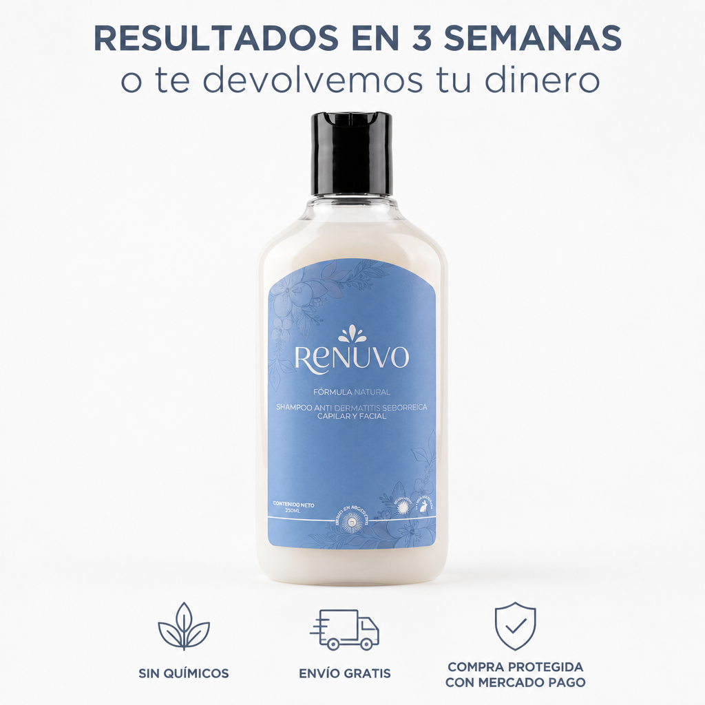 Shampoo RENUVO® Anti Seborrea y Psoriasis Capilar - Fórmula natural para Dermatitis Seborreica.